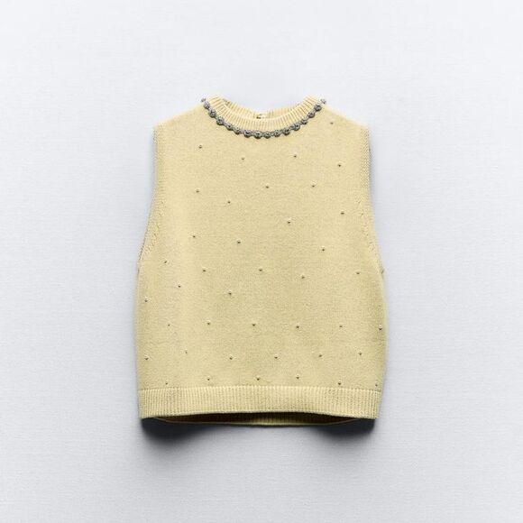 ZARA JEWEL AND PEARL KNIT TOP - Picture 4 of 7